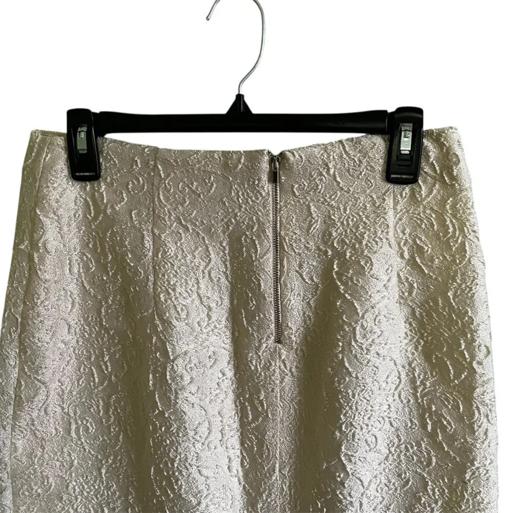 ZARA Textured Midi Pencil Skirt S Soft Gold | High Waist, Back Slit, Zip